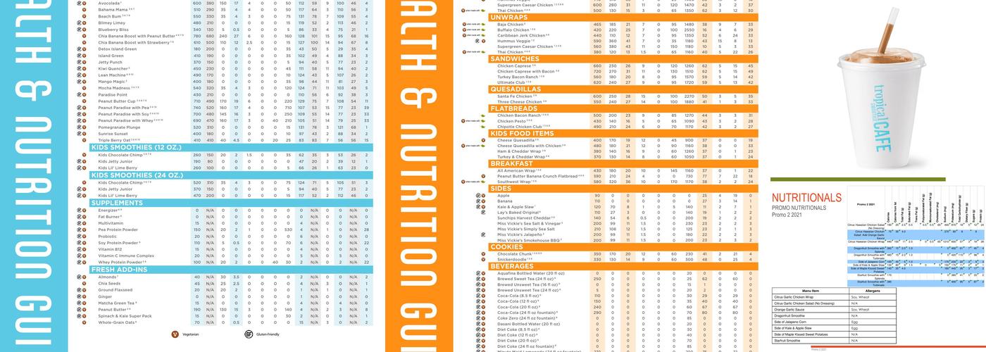 Tropical Smoothie Cafe Menu