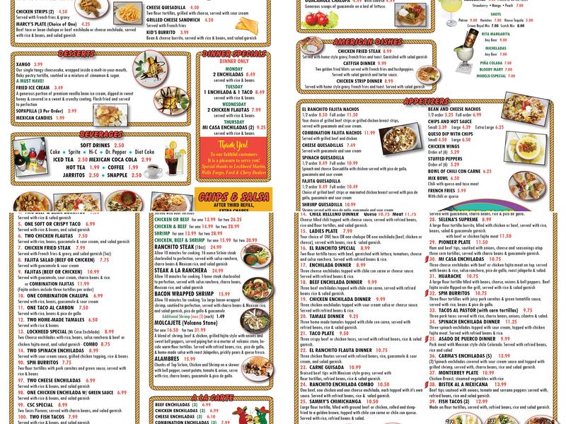 El Ranchito Mexican Restaurant Menu