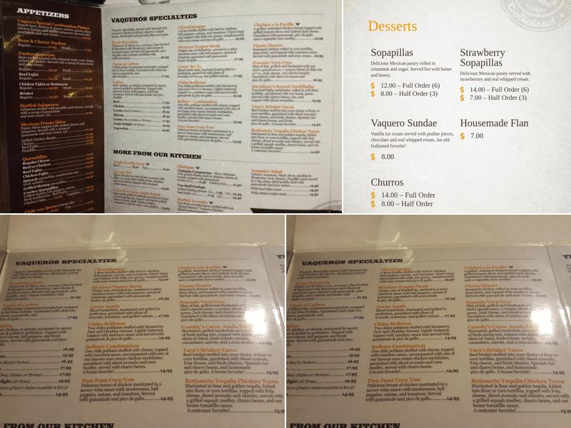 Los Vaqueros Menu