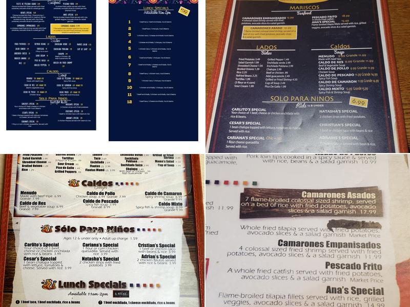 Los Asaderos Menu