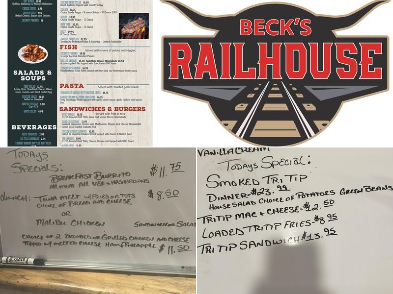 Beck's Railhouse Menu