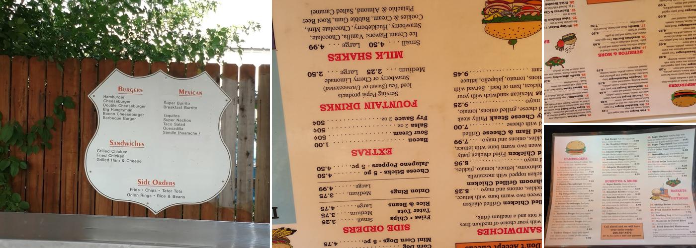 Highway 30 Drive-in Menu