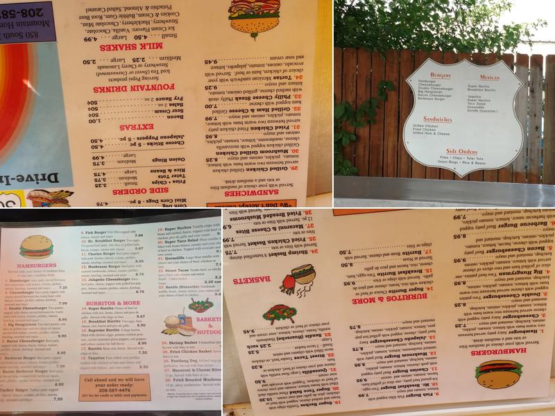 Highway 30 Drive-in Menu