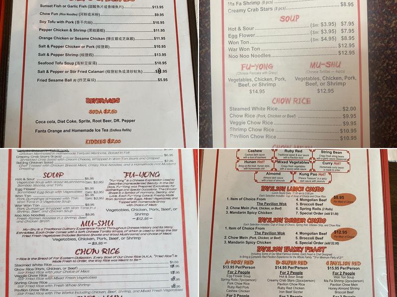 New Red Pavilion Menu