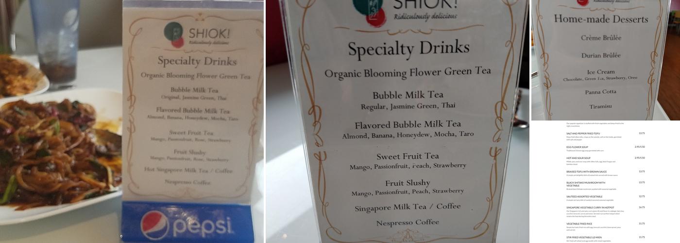 Shiok! Ridiculously Delicious Menu