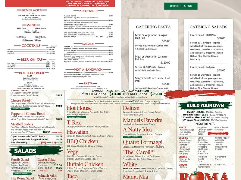 Roma West Menu