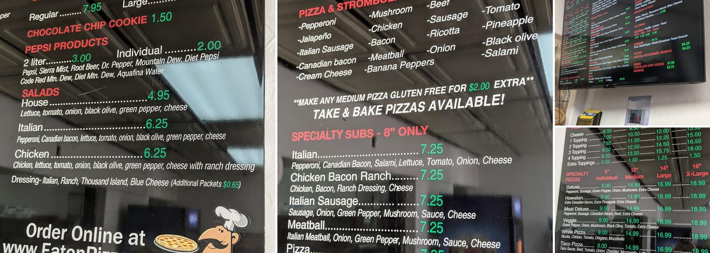 Eaton Pizza & Subs Menu