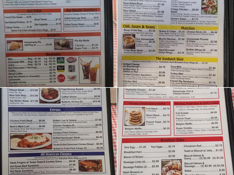 JR’s Cafe Menu