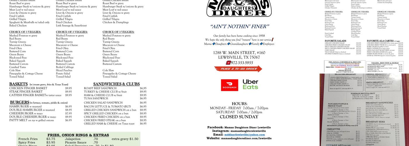Mama’s Daughters’ Diner Menu