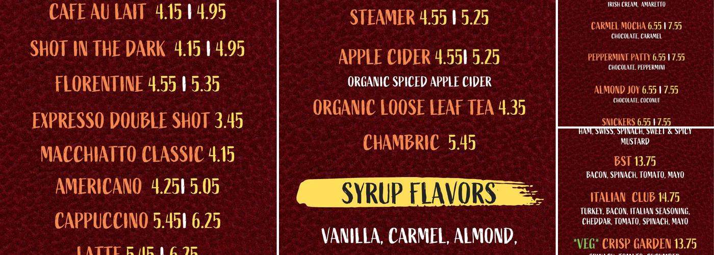 New Moon Bakery and Cafe Menu