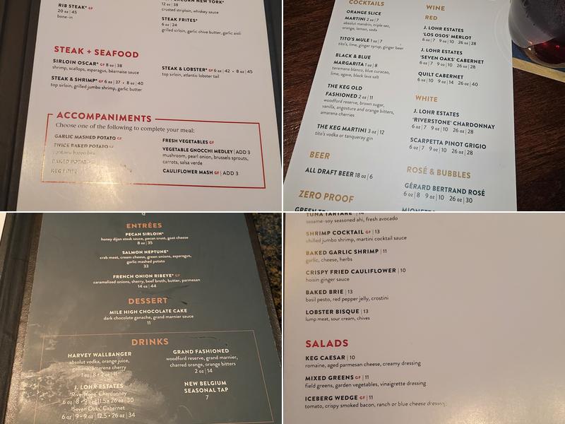 The Keg Steakhouse + Bar - Arlington Menu