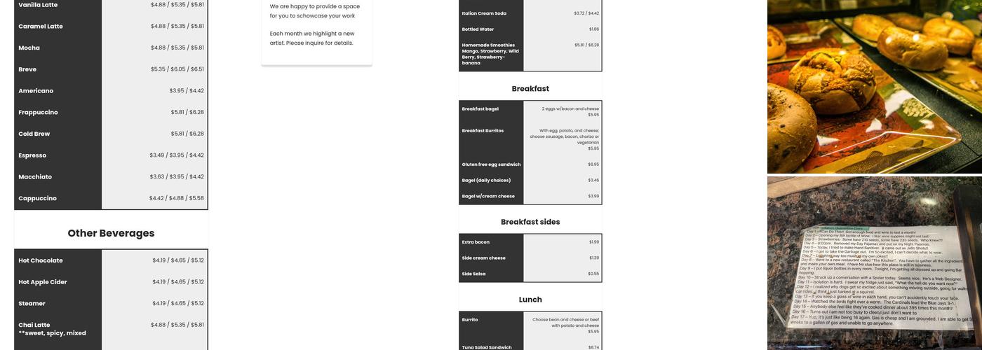 Higher Grounds Cafe Menu