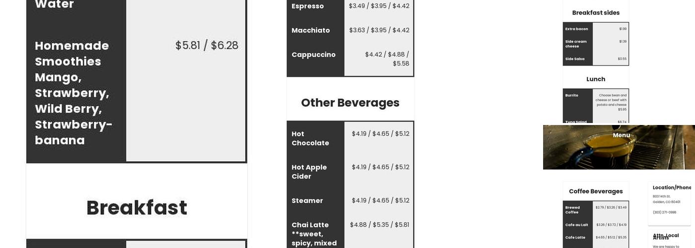Higher Grounds Cafe Menu