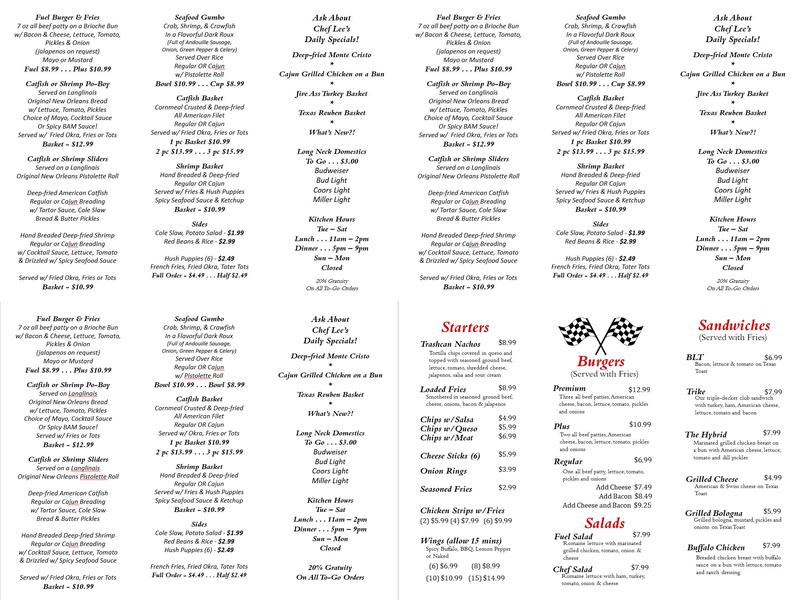 Fuel 2.0 Bar & Grill Menu