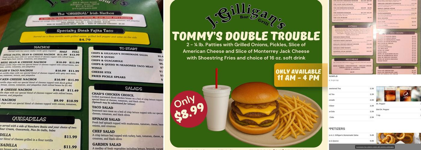 J. Gilligan's Bar & Grill Menu