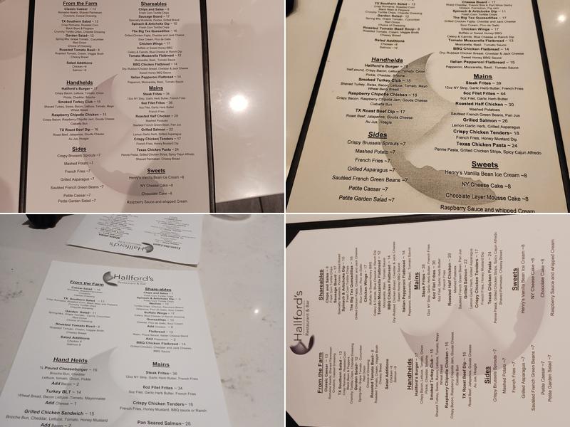 Hallfords Bar and Grill Menu