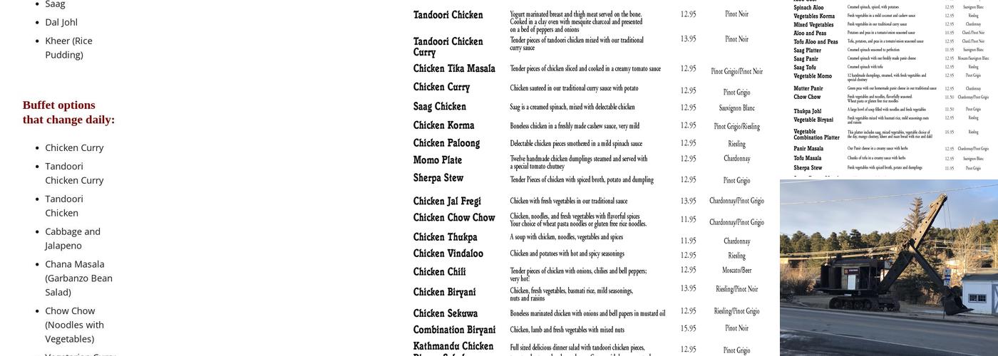 Kathmandu Restaurant Menu