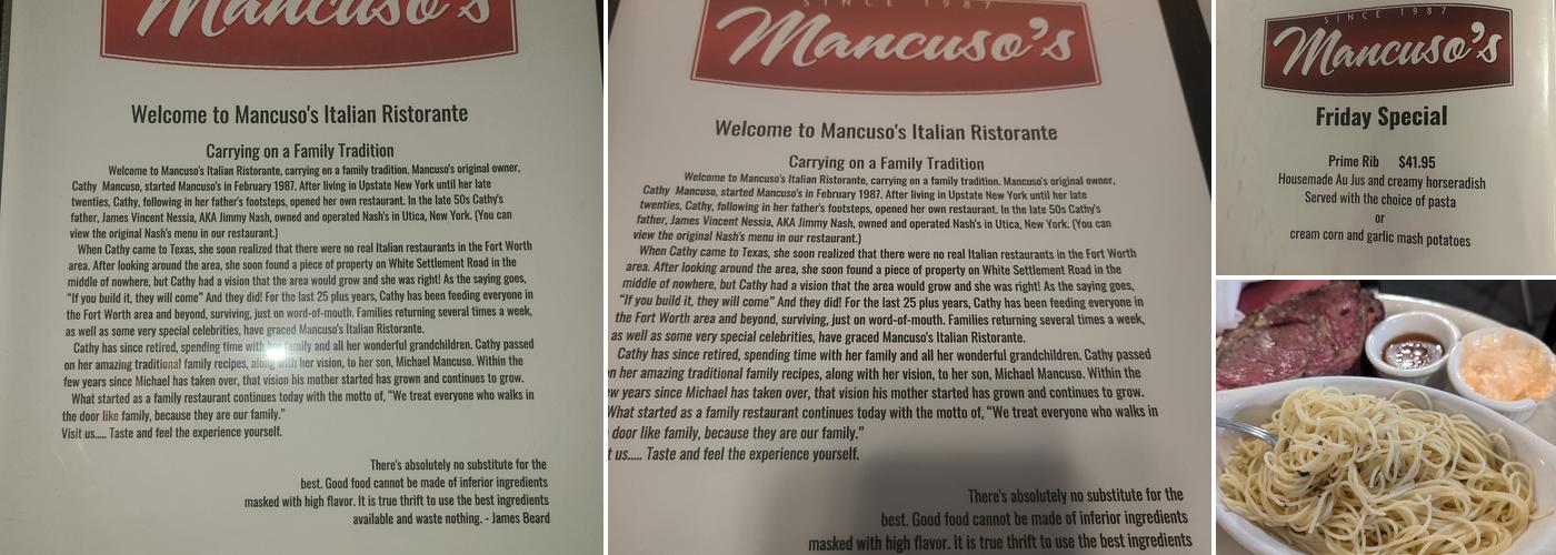 Mancuso's Italian Ristorante Menu