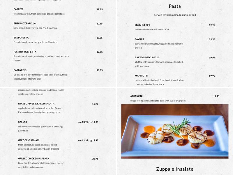 Carelli's Menu