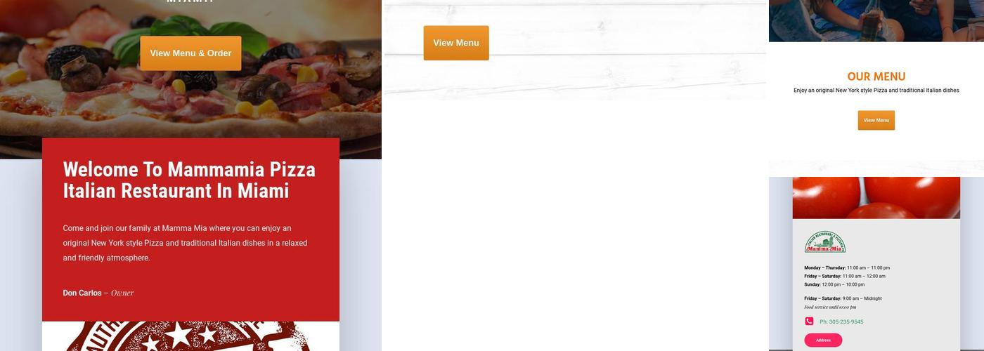 Mamma Mia Pizzeria Menu