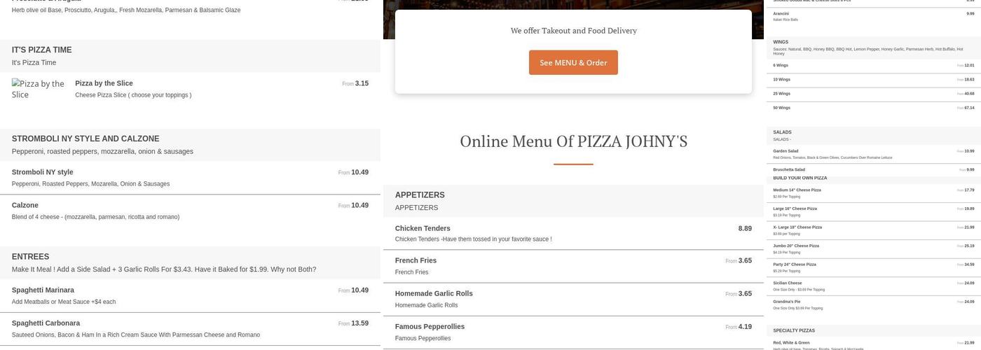 PIZZA JOHNY'S Menu