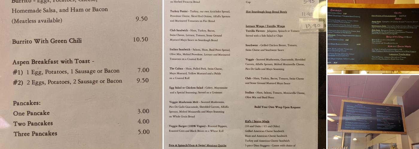 Aspen Leaf Bakery and Cafe Menu
