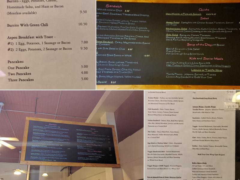 Aspen Leaf Bakery and Cafe Menu