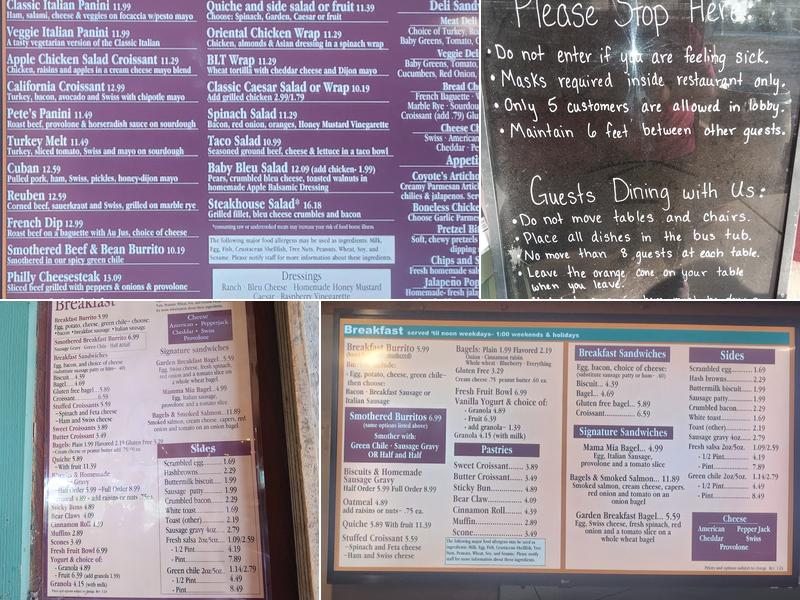 Coyote's Coffee Den Menu