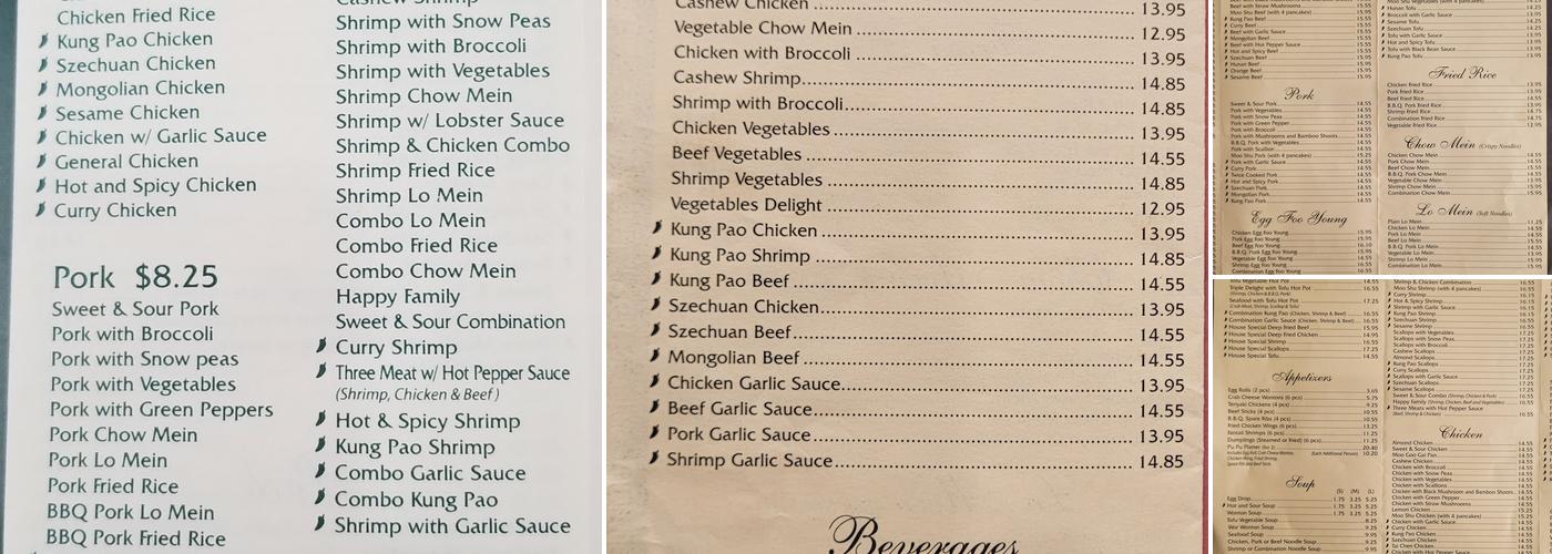 China Garden Restaurant Menu