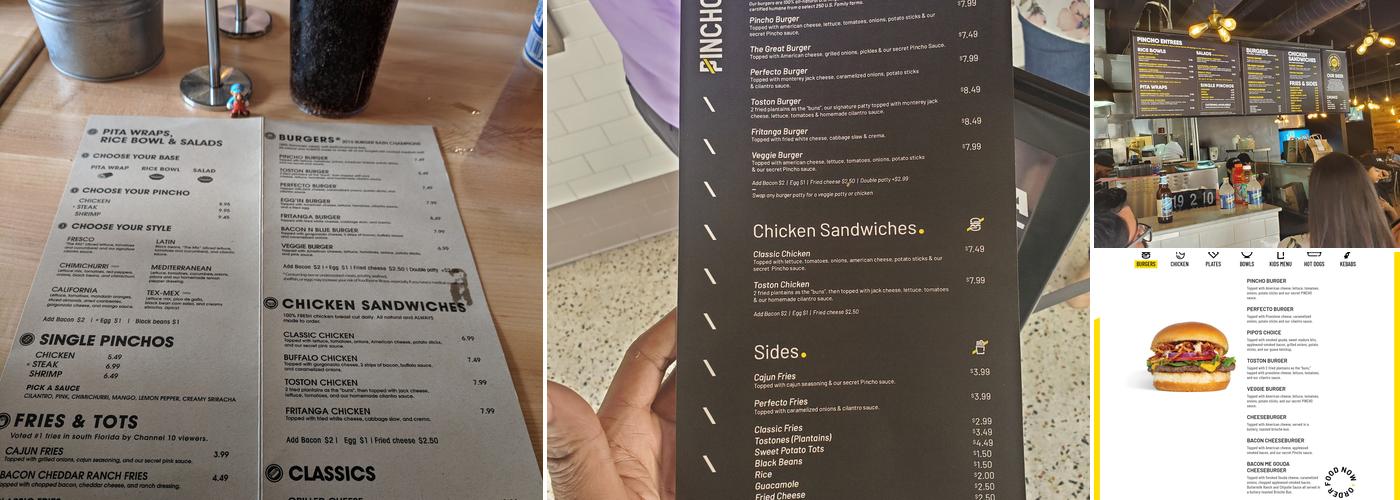 PINCHO Burgers and Kebabs Menu