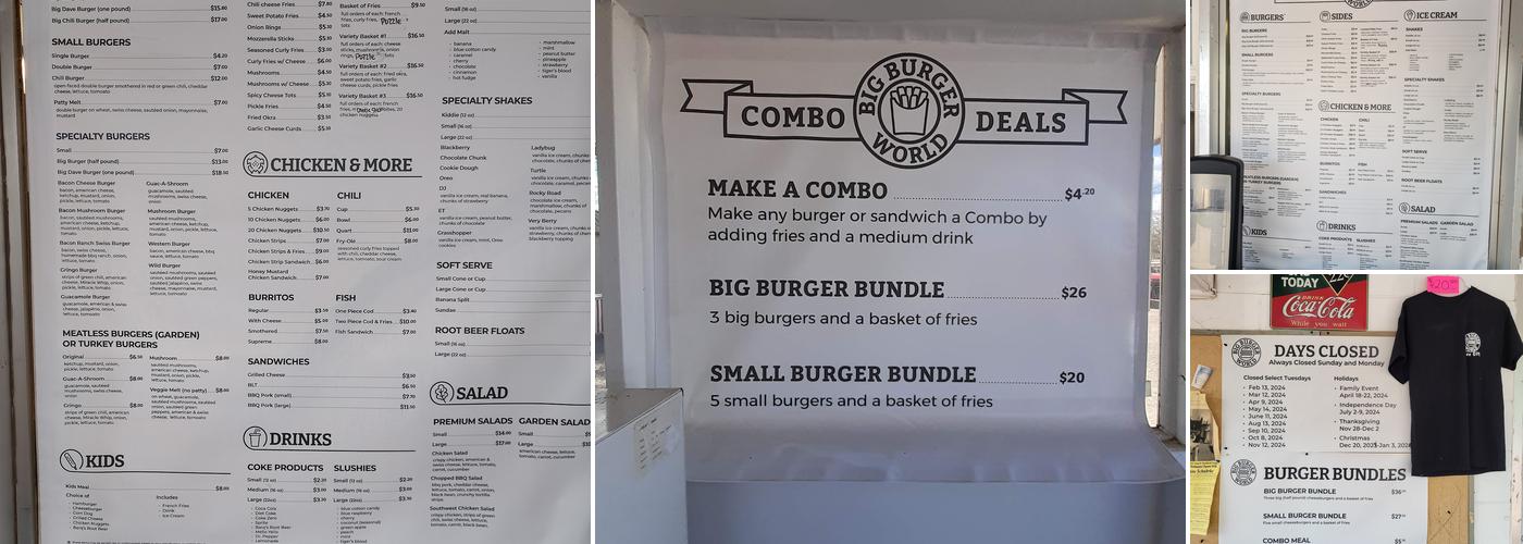 Big Burger World Menu