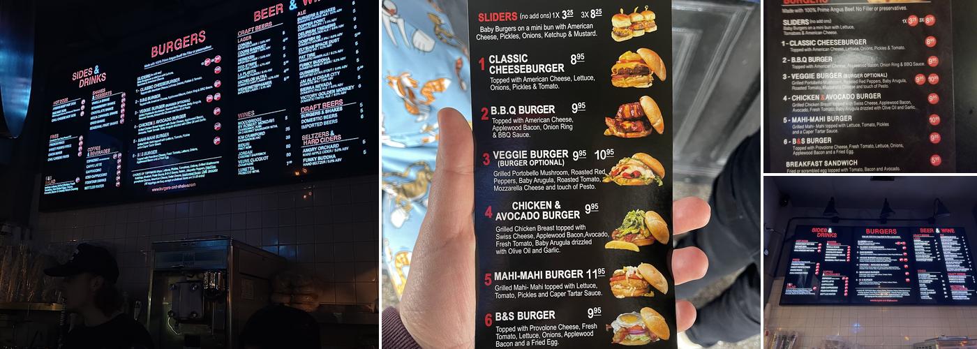 Burgers & Shakes Menu