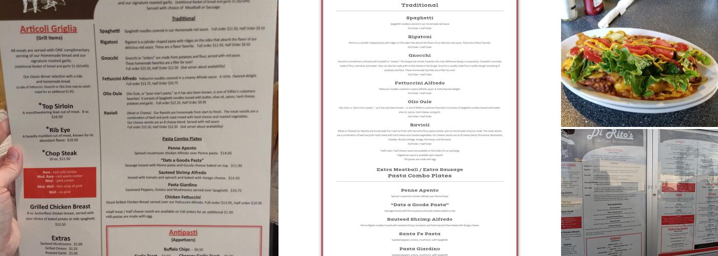 DiRito’s Italian Restaurant Menu