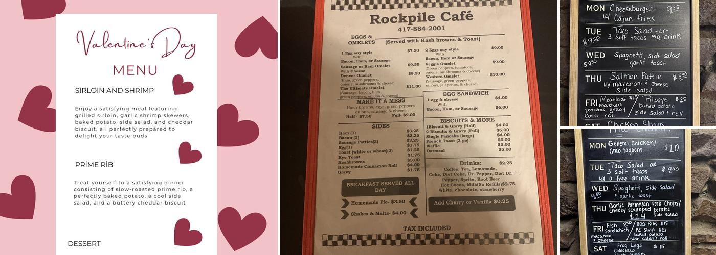 Rockpile Cafe Menu
