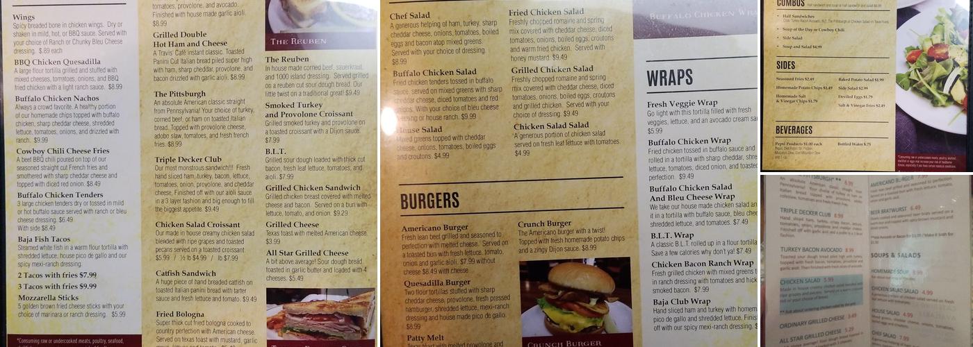 Travis' Cafe And Catering Menu