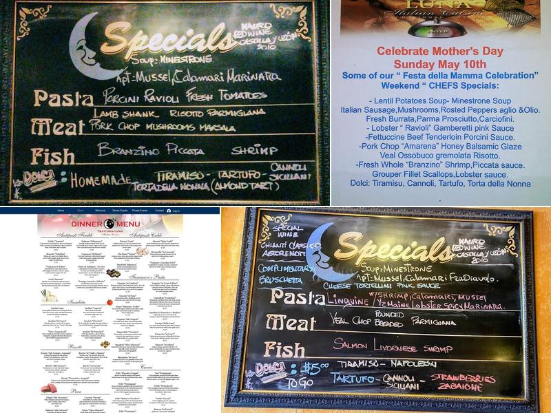 Trattoria Luna Menu