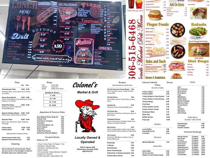 Colonels Market and Deli Menu