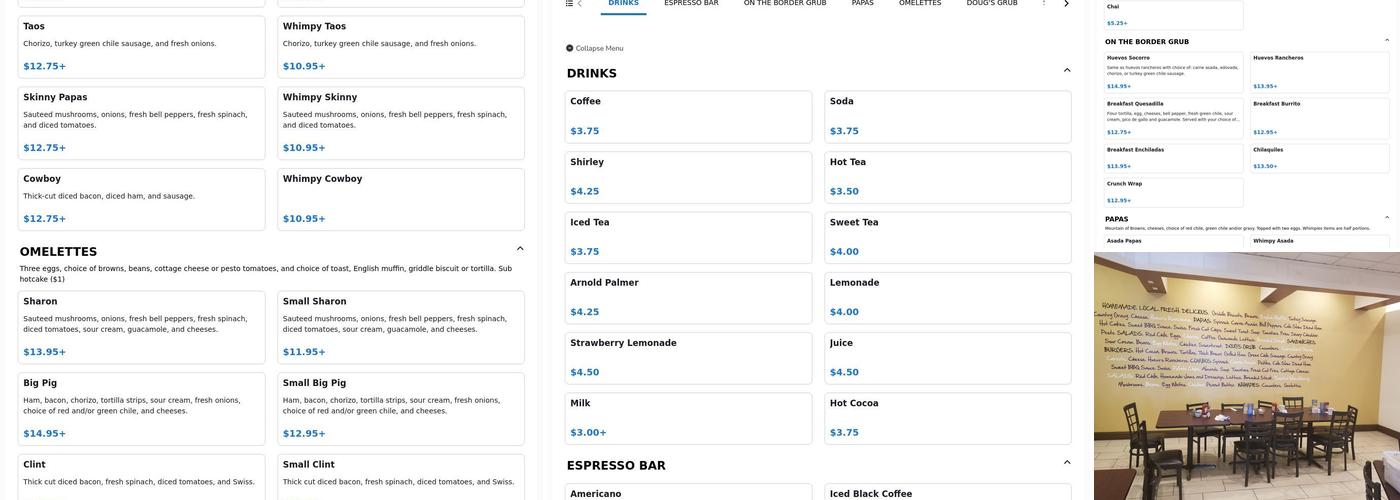Doug’s Diner Menu