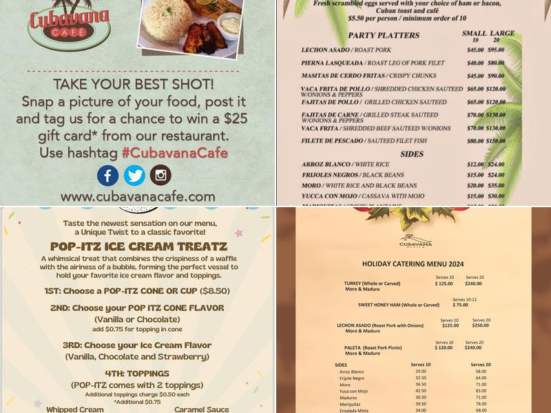 Cubavana Cafe Restaurant Menu