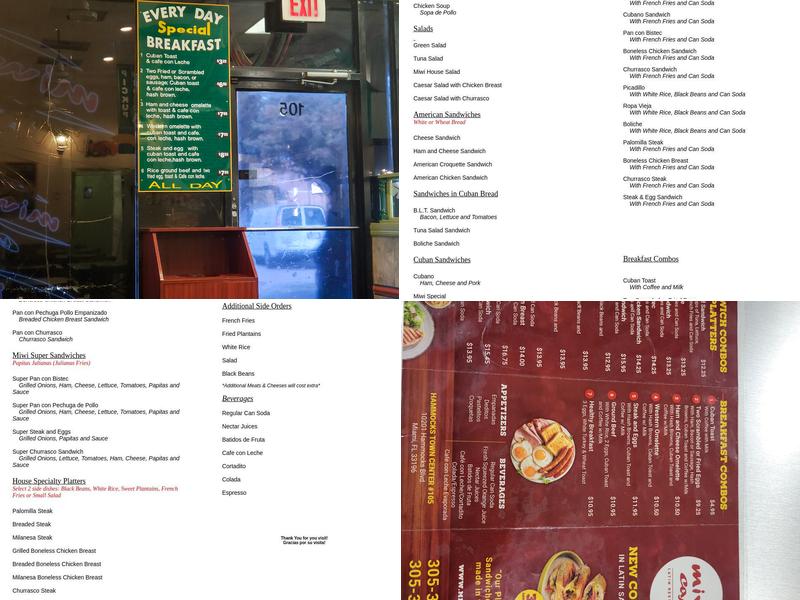 Miwi Cafe Menu