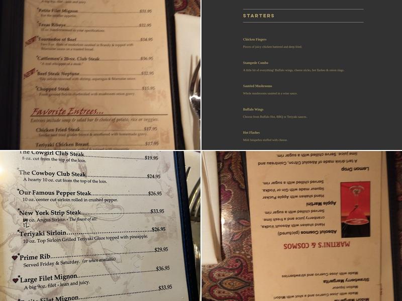 Cattlemen's Steak House & Saloon Menu