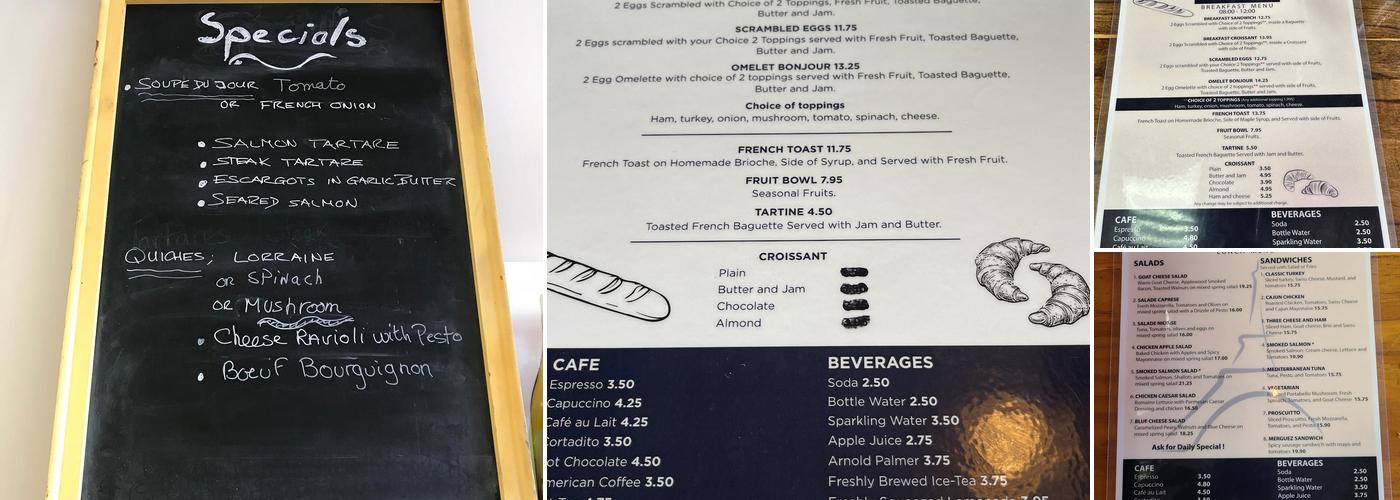 Cafe Bonjour Menu