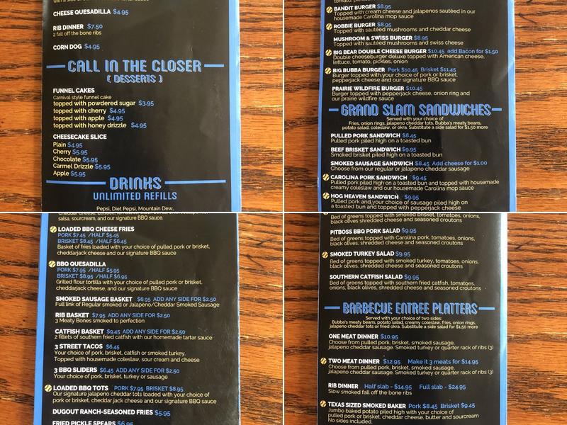 Dugout Bar & Grill Menu