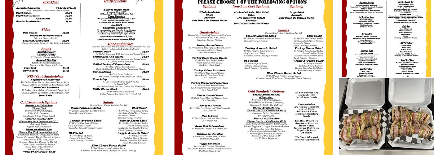 Corleone's Drive Thru, Catering Menu