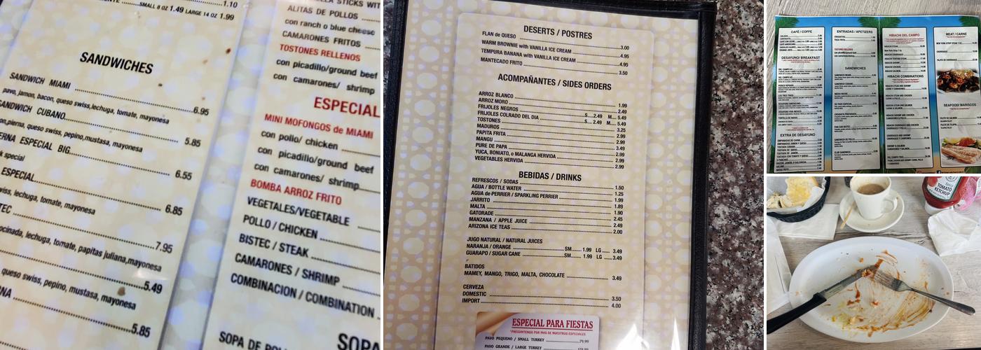 Del Campo Latin Food & Cafe Menu