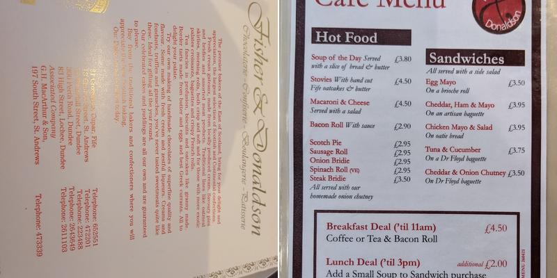 Fisher & Donaldson Menu