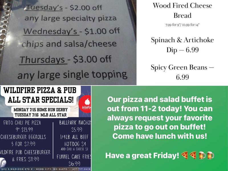WildFire Pizza and Pub Menu