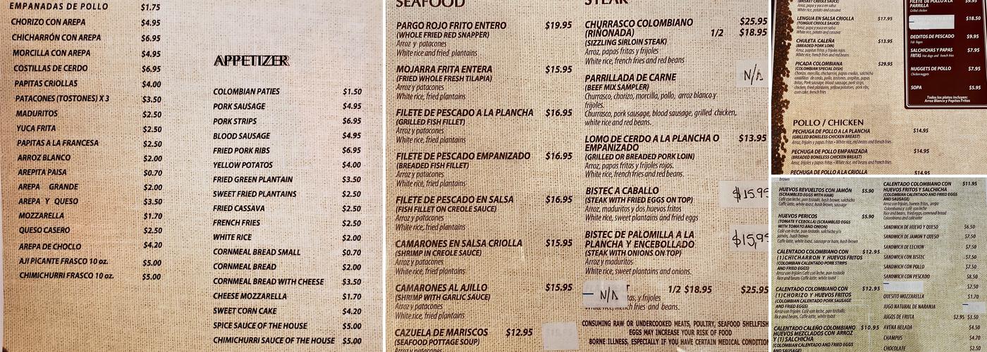 Con Sabor A Cafe Menu