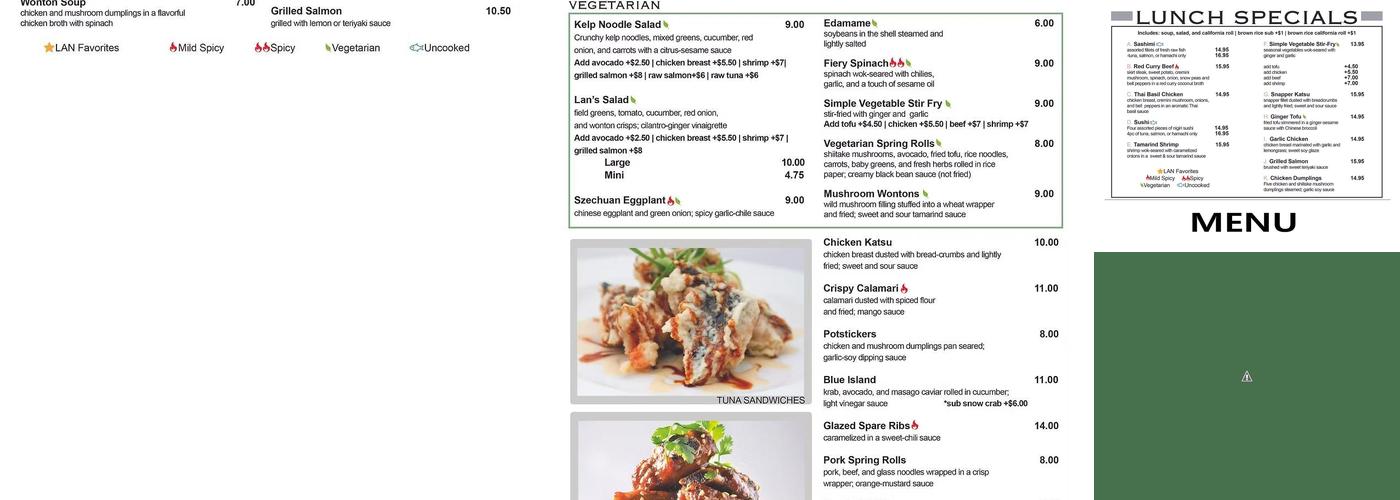 Lan Pan-Asian Cafe Menu