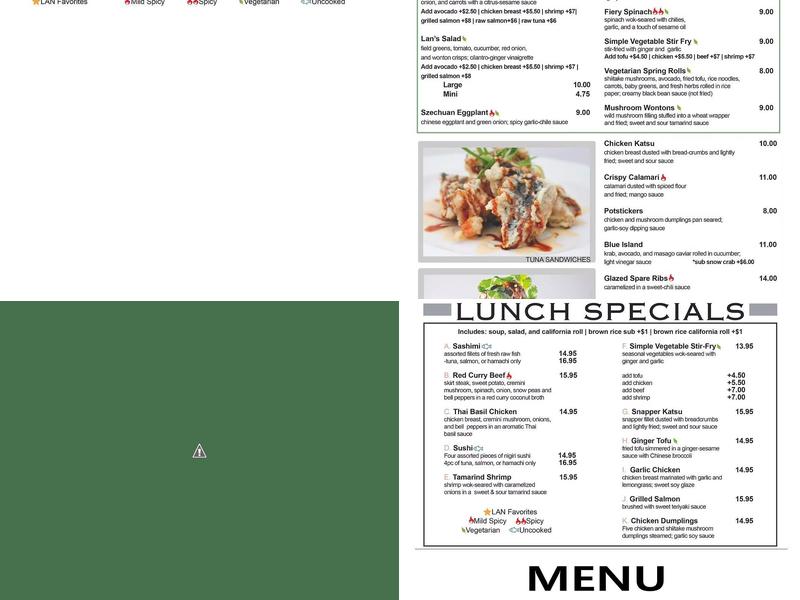 Lan Pan-Asian Cafe Menu